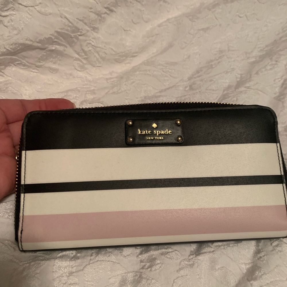 Kate Spade Black and Pink Striped Wallet